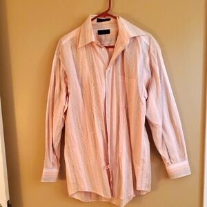 Claiborne Men's Light Orange And Brown Striped Dress Shirt